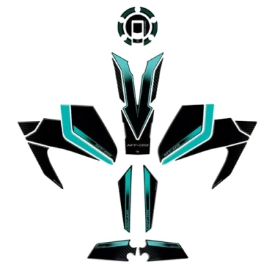 Abbildung von Resin Bike Kit Aufkleber Motorrad Kompatibel Mit Yamaha MT 09 2024 Cyan. Schutz Tank Schutzfolie vor Stößen und Kratzern. Aufklebersatz 3D Harzklebstoff Stickers Made in Italy