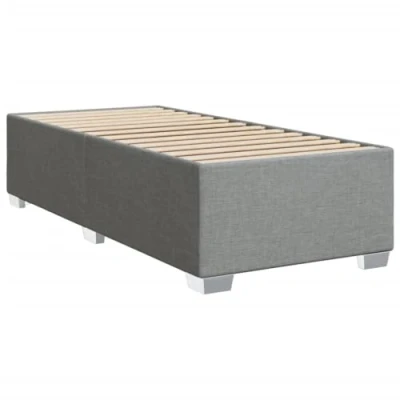 Abbildung von vidaXL Bettgestell, Bett mit Bettfüße Lattenrost, Polsterbett für Schlafzimmer, Einzelbett Bettrahmen, Modern, Hellgrau 100x200cm Stoff