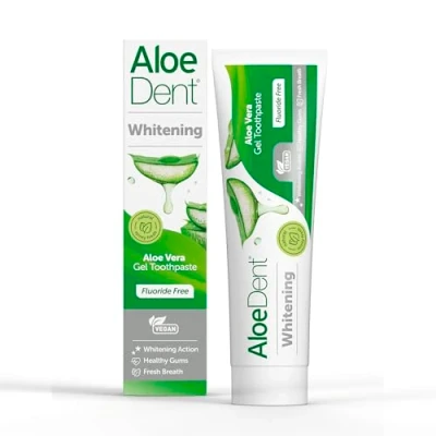 Abbildung von AloeDent Aloe Vera Whitening Fluoride Free Toothpaste Natural Peppermint, SLS Free, Naturally White Teeth &amp; Healthy Gums, Vegan, 100ml