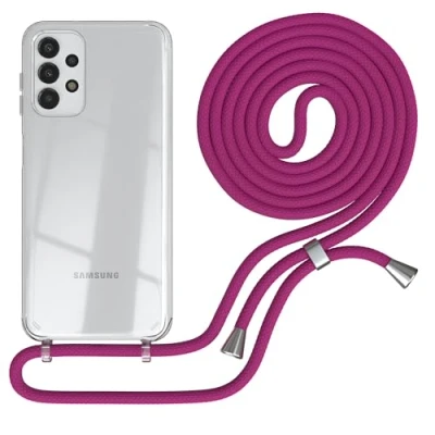 Abbildung von EAZY CASE Handykette kompatibel mit Samsung Galaxy A13 (4G / 5G) Handyhülle Umhängeband Handykordel Schutzhülle Silikonhülle Hülle Band Stylische Kette für Smartphone Pink