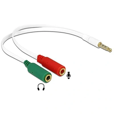 Abbildung von DeLock Adapter (Klinkenstecker 3, 5mm 2X Klinkenbuchse 5mm, 4 polig) Weiß, 65447