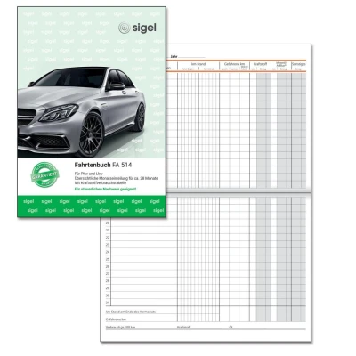 Abbildung von SIGEL FA514 Fahrtenbuch für PKW und LKW, A5, 64 Seiten Deutschland Österreich, vom Finanzamt anerkannt, aus nachhaltigem Papier