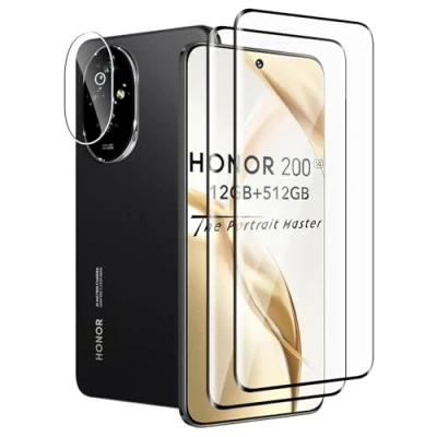 Abbildung von Fyqzio[2+1 Stück Gehärtetes Glas Schutzfolie kompatibel mit Honor 200 5G und Kamera,Keine Blasen,Anti Scratch,9H Härte,3D Curved,HD Displayschutz für
