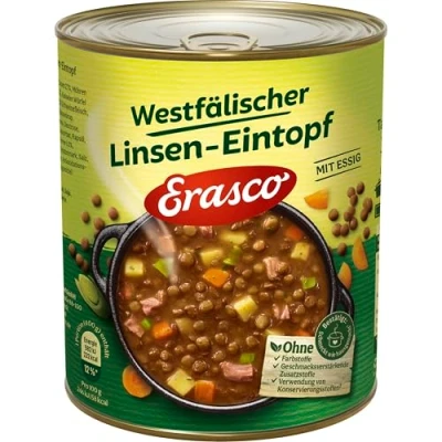 Abbildung von ERASCO Westfälischer Linsen Eintopf (6 x 800g), In rund 5 Minuten fertig Mit entereifem Gemüse Ohne Schnickschnack Einfach lecker