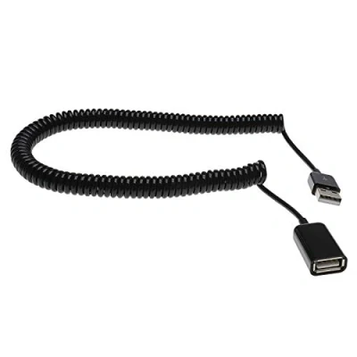 Abbildung von Be In Your Mind 3M USB 2.0 Spiral Stecker auf Buchse Adapterkabel Verlängerungskabel Schwarz für Datenübertragung Aufladen
