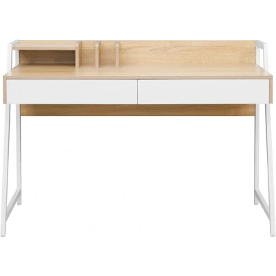 Abbildung von Home affaire Schreibtisch Cowell (Breite 124 cm), 2 Schubladen, Ablage &amp; integrierte Buchstützen, Metallgestell