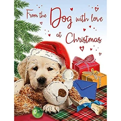 Abbildung von Regal Publishing Traditionelle (niedliche) Weihnachtskarte vom Hund 20,3 x 15,2 cm