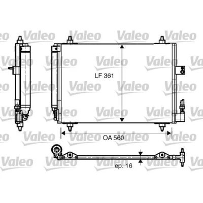 Abbildung von VALEO 817824 Klimakondensator mit Trockner Aluminium 361 R 134a PEUGEOT: 407 SW, Coupe, Limousine, CITROËN: C5 II Schrägheck, Kombi