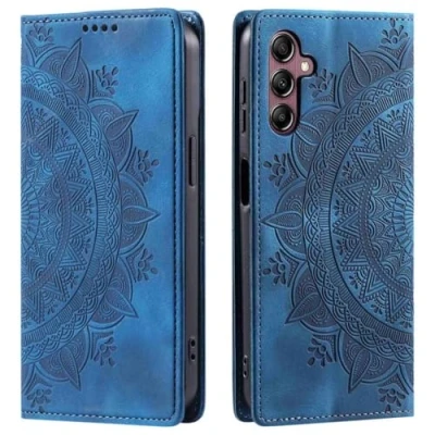 Abbildung von CoverKingz Handyhülle für Samsung Galaxy S24 FE Handytasche mit Kartenfach Klapphülle Cover Handy Hülle klappbar Motiv Mandala Blau