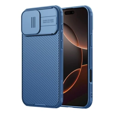 Abbildung von Nillkin iPhone 16 Pro Hülle [Schiebe Kameraschutzabdeckung], [TOP Militärstandard FallSchutz],[PC+TPU], Texturiertes kratzfestes Dünne Handyhülle für 2024 Apple Pro,Blau