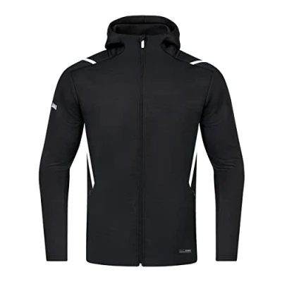 Abbildung von JAKO Kinder Freizeitjacke Challenge mit Kapuze, Schwarz Meliert/Weiß, 152