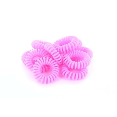 Abbildung von 10 Telefonkabel Haargummis, elastisch, Kinderhaargummi, Haarschmuck, Spiralgummi,viele Farben (Rosa)