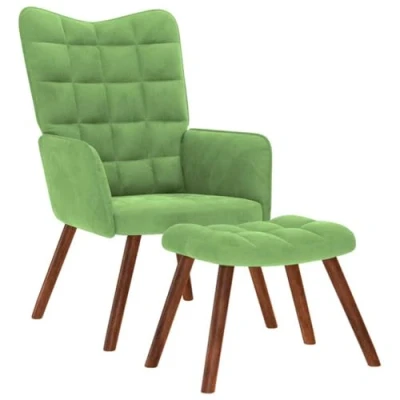 Abbildung von vidaXL Relaxsessel mit Hocker Fernsehsessel Sessel Polsterstuhl Stuhl Relaxstuhl Polstersessel Armsessel Ohrensessel Wohnzimmer Hellgrün Samt