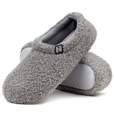 Abbildung von RockDove Damen Teddy Fleece Hausschuhe mit geschlossener Ferse für den Innenbereich, 36/37 EU, Dunkelgrau