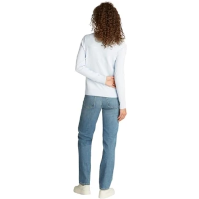 Abbildung von Tommy Hilfiger Damen Pullover Jersey Fine mit Rundhalsausschnitt, Blau (Breezy Blue), 3XL
