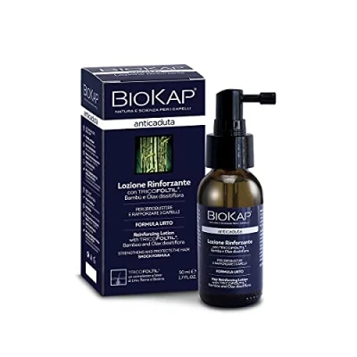 Abbildung von BIOKAP Stärkende Lotion 50ml INTENSIVE FORMEL Anti Haarausfall INTENSIVANWENDUNG 99% natürliche Inhaltsstoffe Stärkt &amp; festigt das Haar Bio Bambus Olax dissitiflora Öl Leinsamen Kupfer Biotin