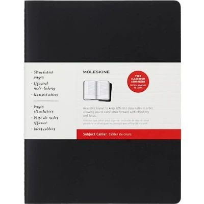 Abbildung von Moleskine Cahier Journal Subject, 2er Set Notizbücher zur Notizenerstellung Kartoneinband, Sichtbare Stickereien XXL 21.6 x 27.9 cm Schwarz &amp; Cranberry Red, 160 Seiten