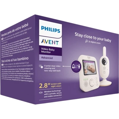 Abbildung von Kindermädchen Video Philips Avent Advanced Babyphone mit Bild und Ton, Farbe: Coral Cream, 2,8&quot; Display, 2X Vergrößerung, Nachtsicht, 2 Wege Sound, Schlaflieder (Modell SCD881/26)