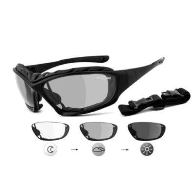 Abbildung von Chillout Rider Motorradbrille CR001, Selbsttönend, Polster abnehmbar, Band &amp; Bügel, inkl. Verglasungsclip