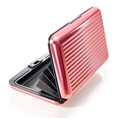 Abbildung von VALLET® Kreditkartenetui aus Aluminium Ideal als Kartenetui &amp; Visitenkarten Etuis NFC RFID Schutzhülle Schützt Ihre EC Karten vor unerlaubtem Auslesen für Damen Herren (Rosa)