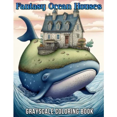 Abbildung von Fantasy Ocean Houses Grayscale Coloring Book: Escape to a Serene Underwater World Relax and Unwind with Beautifully Detailed Illustrations of Enchanting Dwellings Marine Life