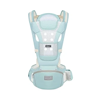 Abbildung von SONARIN Babytrage Atmungsaktiv mit Hüftsitz für Neugeborene und Kleinkinder von 0 36 Monate,Reiner Baumwolle 3D Air Mesh Ergonomische,Multiposition,Bis zu 30 kg(Grün)