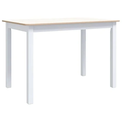 Abbildung von vidaXL Gummiholz Massiv Esstisch Holztisch Küchentisch Esszimmertisch Speisetisch Tisch Massivholztisch Esszimmer Küche Weiß Braun 114x71x75cm MDF Platte