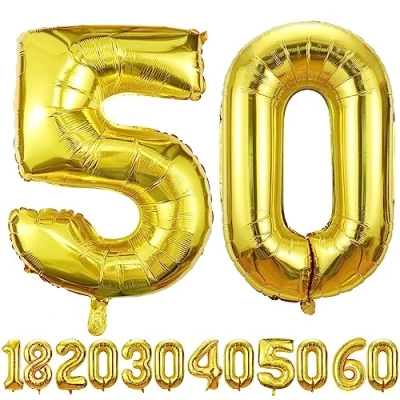 Abbildung von luftballon 50 jahre Gold ballons 40&quot; 101cm Geburtstagsdeko Folienballon Zahl Deko zum Geburtstag fliegt mit Helium für Männer Frauen Geburtstagsparty Jubiläum