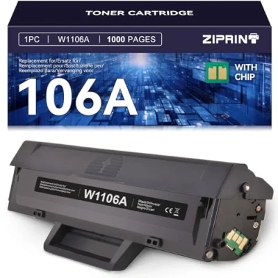 Abbildung von ZIPRINT 106A w1106a Toner Kompatibel für hp Laser 107w MFP 135wg 135a 137fnw 137fwg 135w 107a 107r 135r (Schwarz 1P)