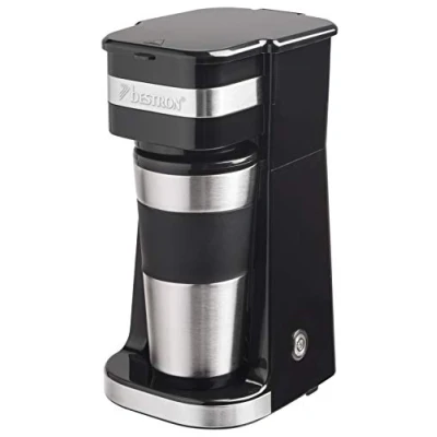 Abbildung von bestron Filterkaffeemaschine ACM112Z, mit Isolierbecher, Permanentfilter, Camping Kaffeemaschine, für 2 Große Tassen, Schwarz