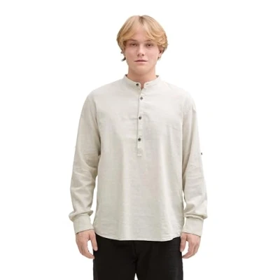 Abbildung von TOM Tailor Denim Relaxed Tunic Hemd, Herren, Größe: XL, Beige abbey stone chambray