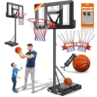 Abbildung von KESSER Basketballkorb, Basketballkorb Premium mit Ständer Rollen Inkl. Basketball