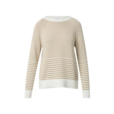 Abbildung von comma casual identity MIT Variierendem Streifenmuster Strickpullover, Damen, Größe: 32, Sandstein