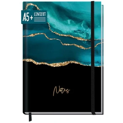 Abbildung von paper&amp;you® Notizbuch A5+ liniert mit Gummiband &quot;Shiny Teal&quot; 156 Seiten, 78 Blatt als Bullet Journal, Tagebuch, Notizheft nachhaltig &amp; klimafreundlich