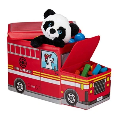 Abbildung von relaxdays Aufbewahrungsbox Sitzbox für Kinder, Fire Truck