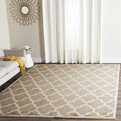Abbildung von SAFAVIEH Geometrisch Teppich für Wohnzimmer, Esszimmer, Schlafzimmer Amherst Collection, Kurzer Flor, Weizen und Beige, 244 X 305 cm