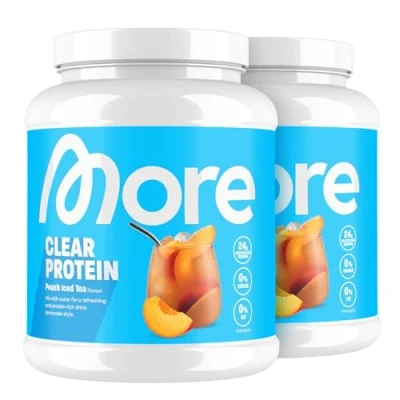 Abbildung von MORE Clear Protein, Peach Iced Tea, 2 x 600 g, Protein Drink mit Whey Isolat made in Germany