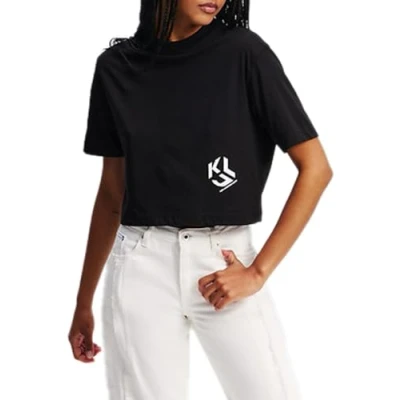 Abbildung von Karl Lagerfeld Jeans Cropped Monogram TEE Tshirt basic, Damen, Größe: Large, Black