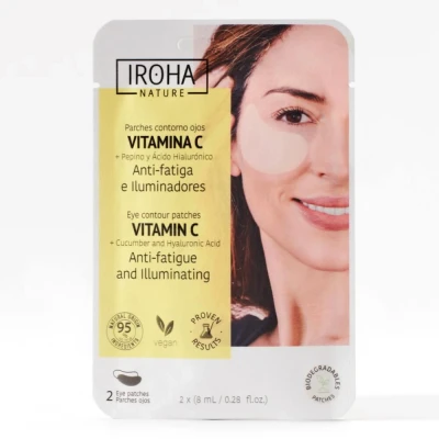 Abbildung von Iroha Nature Aufhellende und Anti Müdigkeits Augenpatches mit Gurke Vitamin C Reduktion von Tränensäcken, Augenringen Falten Tiefe Hydratation Hyaluronsäure 100% biologisch