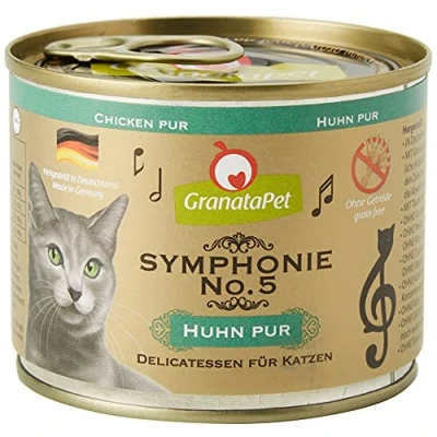 Abbildung von GranataPet Symphonie No. 5 Huhn PUR , Katzenfutter ohne Getreide &amp; Zuckerzusätze, Filet in natürlichem Gelee, delikates Nassfutter für Katzen, 6 x 200 g