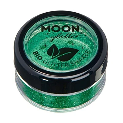 Abbildung von Biologisch abbaubarer Öko Glitter von Moon 100% kosmetischer Bio für Gesicht, Körper, Nägel, Haare und Lippen 5g Grün