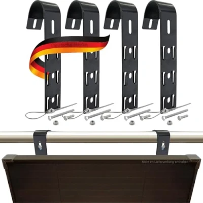Abbildung von SCHWAIGER SOGM0100 Solarmodul Halterung 4er Set Geländer Solarpanel Halter Balkon Geländermontage Balkonmontage Solaranlage Montage Zwei Module