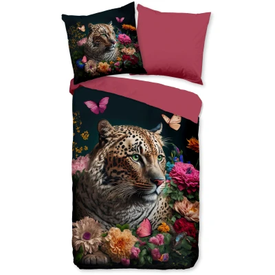 Abbildung von PURE luxury collection Wendebettwäsche &quot;Borra&quot;, Mikrofaser, 135x200, Pflegeleicht, Reißverschluss, Leopard, Schwarz