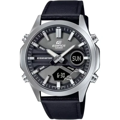 Abbildung von CASIO Edifice Quarzuhr Chronograph mit Lederband Schwarz