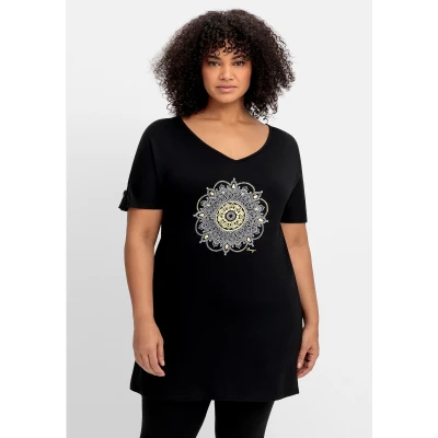 Abbildung von Sheego Strand Tshirt print, Damen, Größe: 40/42, Schwarz