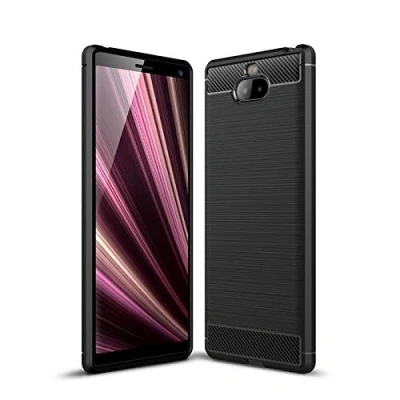 Abbildung von CoverKingz Handyhülle für Sony Xperia 10 Silikon Handy Hülle im Carbon Design Soft Case Phone Cover Schwarz