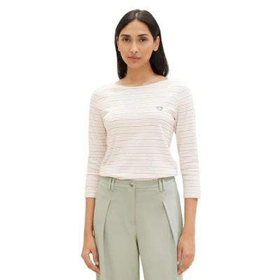 Abbildung von TOM Tailor 3/4 ARM Langarmshirt, Damen, Größe: 3XL, Pink green multicolor stripe