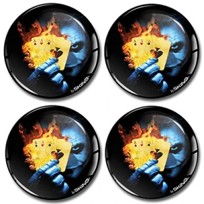 Abbildung von Biomar Labs® 4 x 55mm Aufkleber 3D Silikon Joker Spielkarten Poker Für Radkappen Nabenkappen Radnabendeckel Rad Nabendeckel A 2855