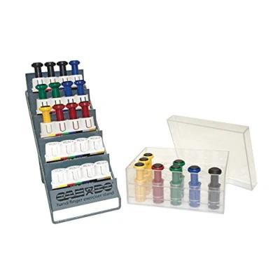 Abbildung von Cando Handtrainer, Fingertrainer Digi Flex 5 Basisgeräte, 20 Knöpfe (je 4 pro Schwierigkeitsgrad sehr leicht bis schwer), Aufbewahrungsbox und Display, multi, 10 3842