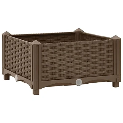 Abbildung von vidaXL Hochbeet Pflanzkasten Pflanzbeet Gemüsebeet Blumenbeet Blumenkasten Frühbeet Gartenbeet Blumenkübel Pflanzkübel 40x40x23cm Polypropylen